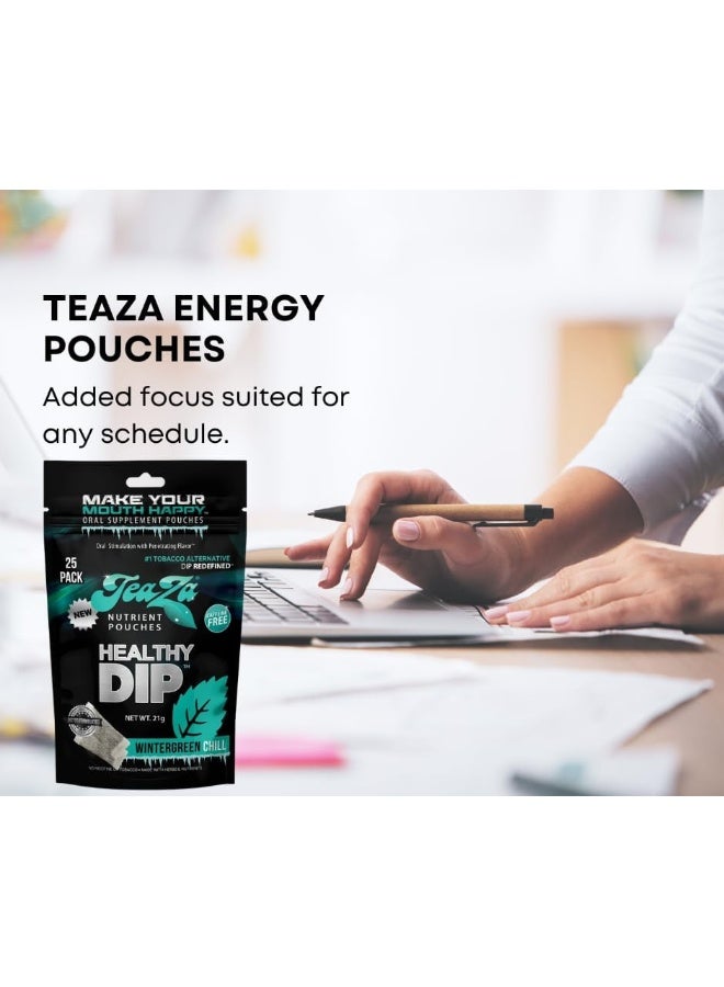 Teaza Herbal Energy Pouches Tobacco Free Nicotine Free, Smokeless Alternative Snuff Healthy Chewing Dipping Alternative, Wintergreen Chill (1 Pack) - Image 5